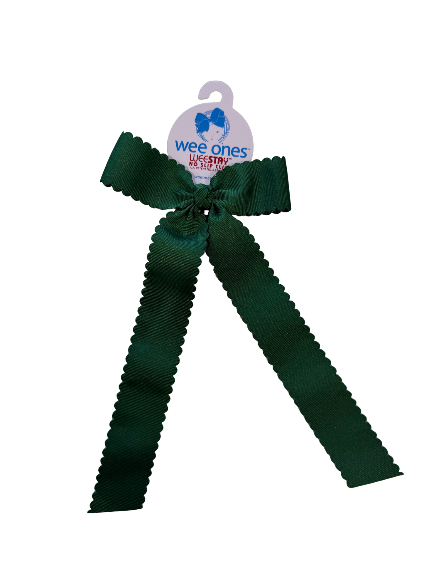 Medium Scalloped Edge With Tails Bow | Forest Green