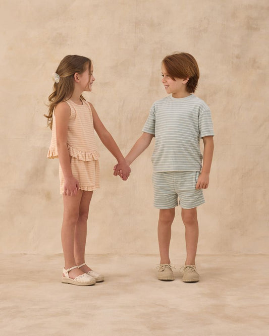 TERRY BOYS SHORT | SEAFOAM STRIPE