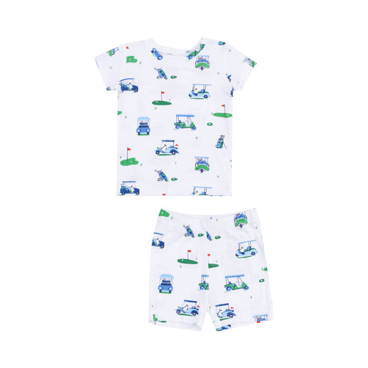 Loungewear Short Set | Vintage Golf Carts Blue