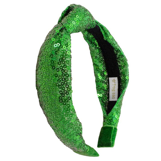 Sequin Knot Headband - Green