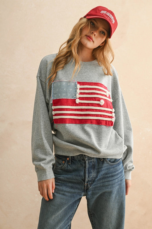 Flag Patch Front Detail Sweatshirts