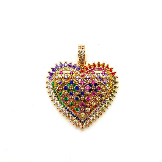 Rainbow Heart 1.75in Charm