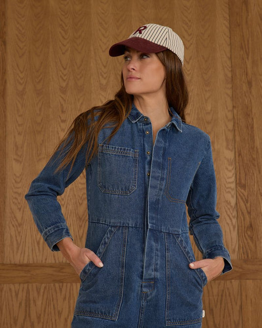 LONG SLEEVE COVERALL || INDIGO DENIM WOMENS