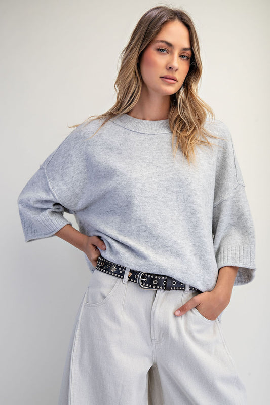 Crew Neck Oversized Sweater | Grey