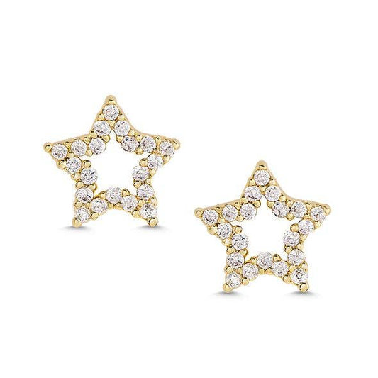 Open Star Cz Stud Earrings