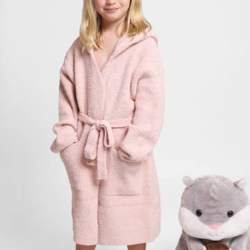 Children's Solid Luxury Soft Hooded Robe | Beige, Pink, Grey or Ivory