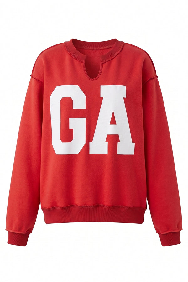 Georgia Split-Neck Reversible Terry Sweatshirt