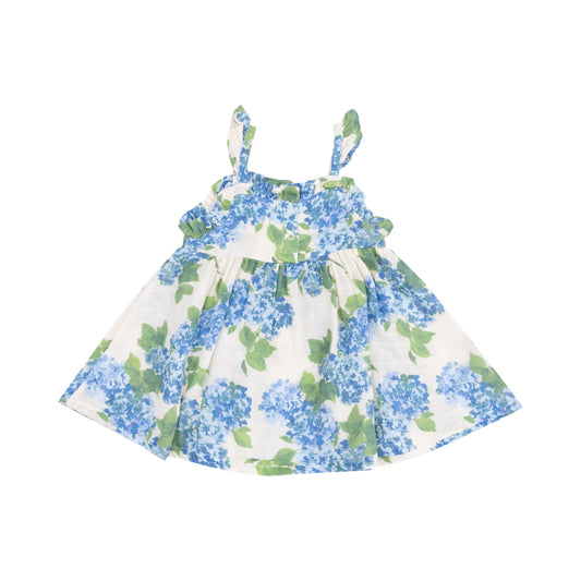 Paperbag Ruffle Dress | Watercolor Hydrangeas