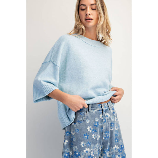 Crew Neck Oversized Sweater | Soft Blue