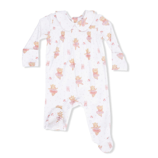Smocked Peter Pan Snap Footie | Teddy Bear Ballerina