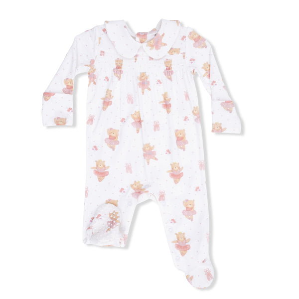 Smocked Peter Pan Snap Footie | Teddy Bear Ballerina