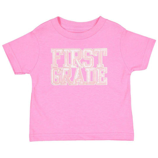 First Grade Sequin Patch Short Sleeve T-Shirt