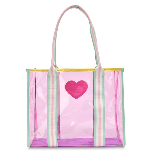 Color Block Clear Tote Bag