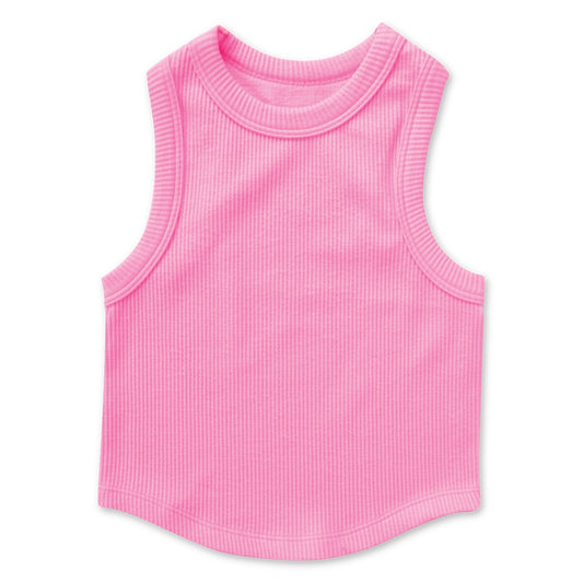 Cropped Ribbed Racerback Tank Top | Rose