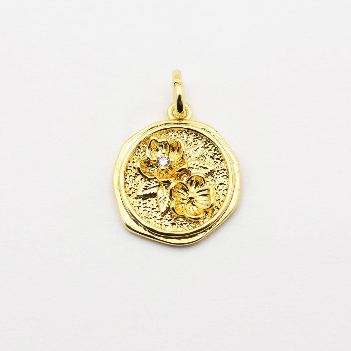 Gold Circle Double Flower Charm