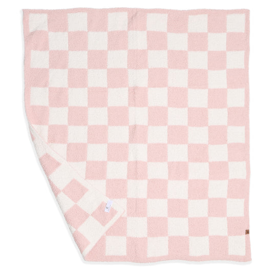 Kids Checkered Pattern Soft Throw Blanket | Pink or Blue