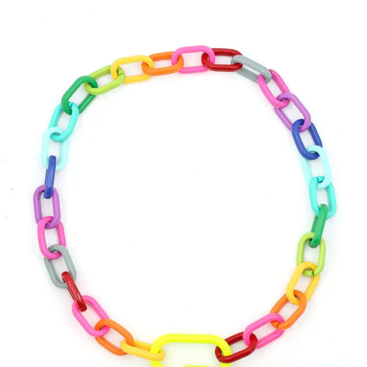 Luxe Link Enamel Chain Necklace, Rainbow