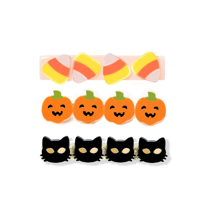 Cat Candy Corn + Pumpkin Hair Clips