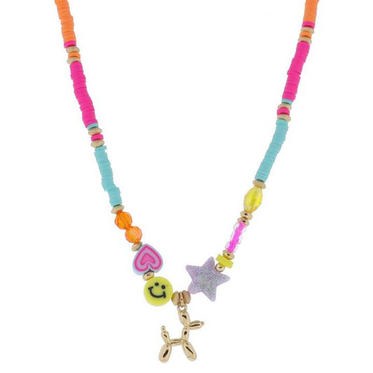 Colorblock Sequin with Beads + Balloon Dog Necklace