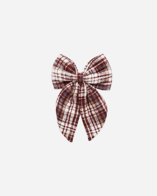 OVERSIZED BOW || BURGUNDY PLAID