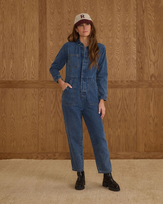 LONG SLEEVE COVERALL || INDIGO DENIM WOMENS
