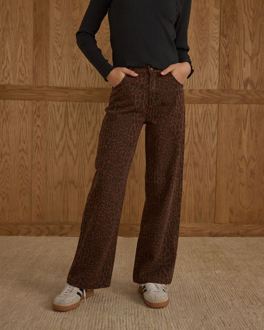 BAGGY WIDE LEG DENIM || LEOPARD - TEEN