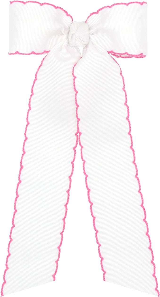 Mini moonstitch tails white with pink stitch