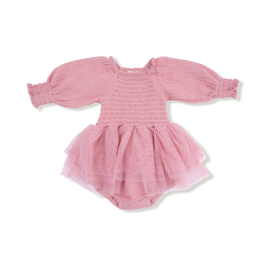 Long Sleeve Smocked Bubble with Tutu | Rose Elegance