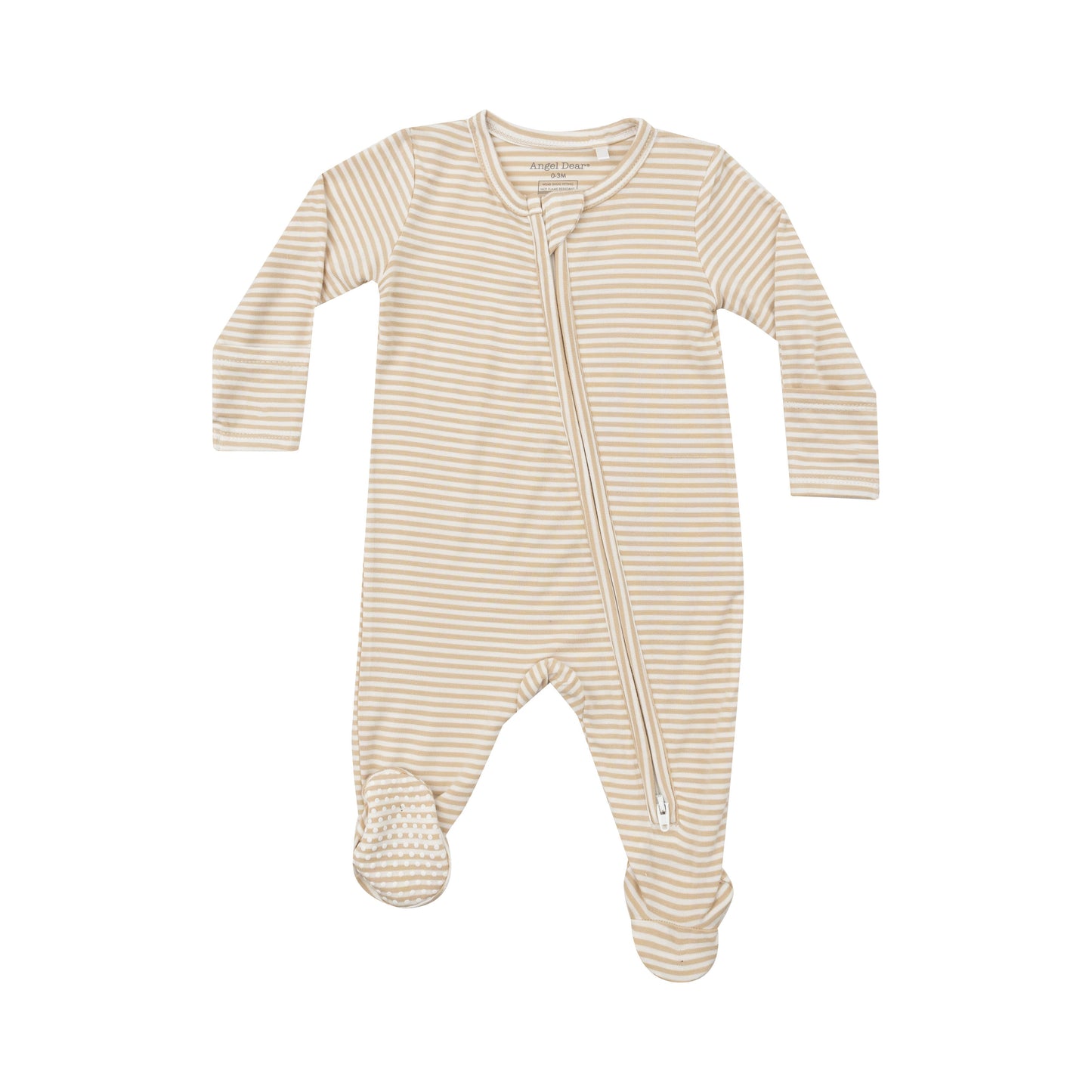 Two Way Zipper Footie | Beige Stripe