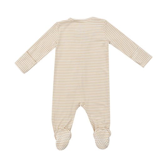 Two Way Zipper Footie | Beige Stripe