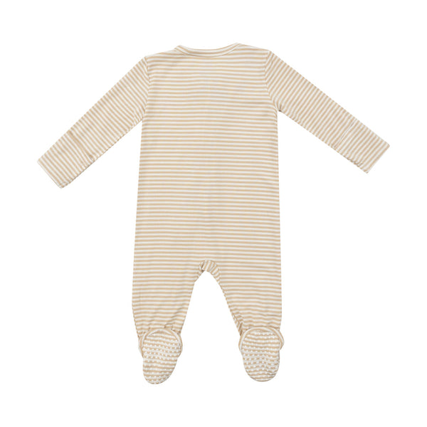 Two Way Zipper Footie | Beige Stripe