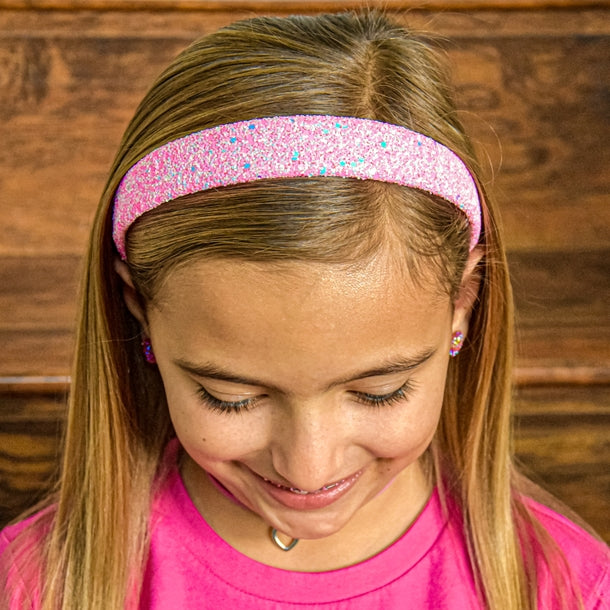 Tapered Chunky Glitter Headband |Pink