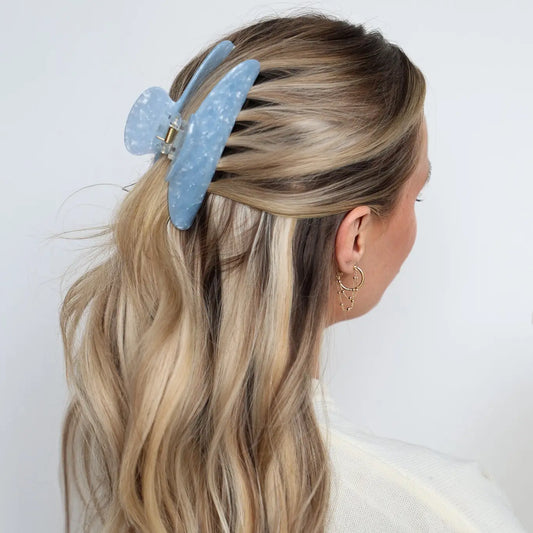 Oversized Acetate Claw Clip | Blue Pearl