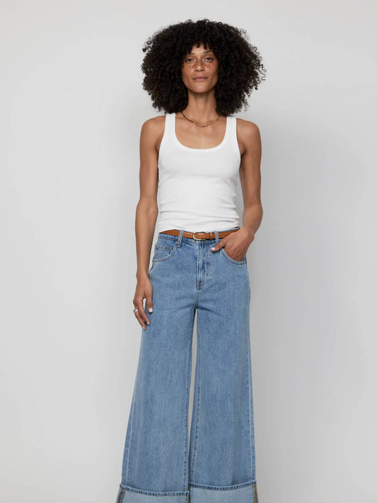 Parker Baggy Cuffed Wide Leg Jean | Light Worn
