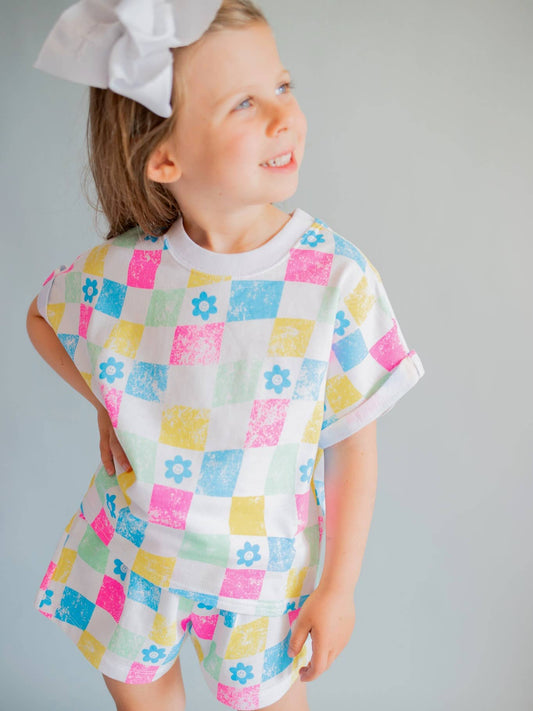 All Over Checker French Terry Tee