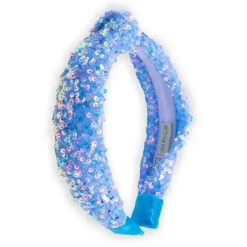 Sparkly Sequin Knot Headband Blue