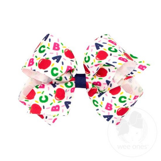 Medium ABC's School-themed Printed Grosgrain Hair Bow