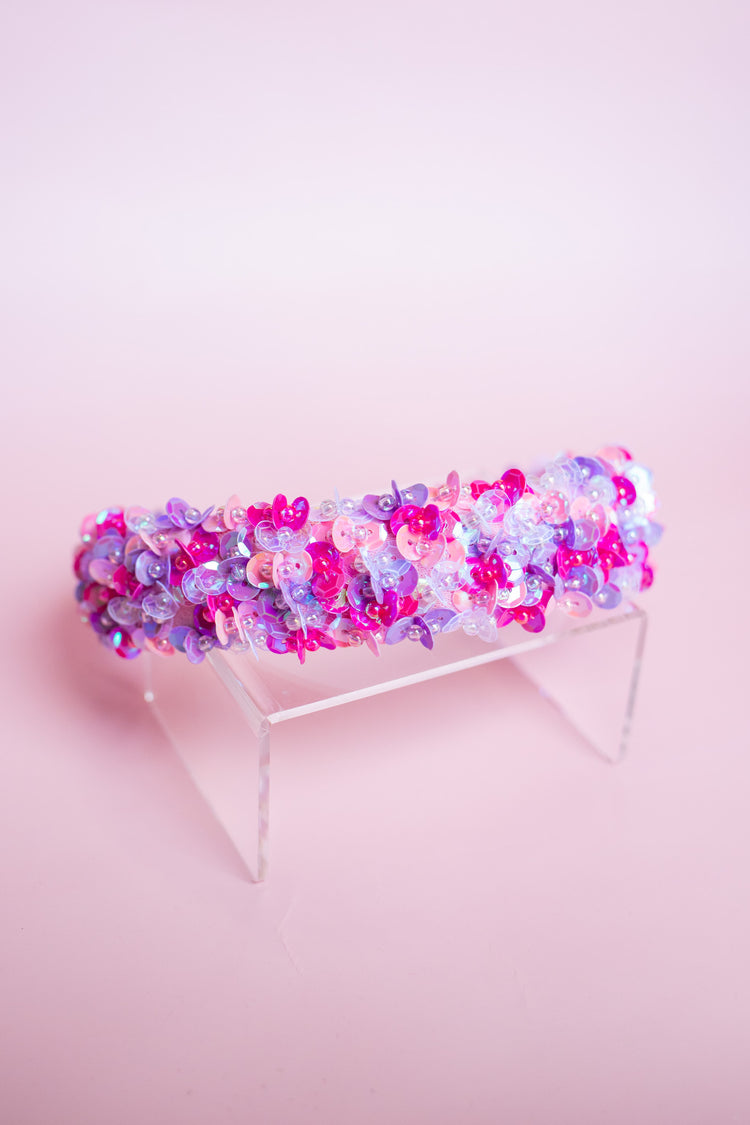 Sequin Padded Headband | Pink Sequin