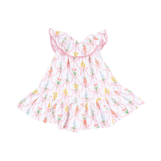 Circle Neck Ruffle Dress | Ribbon Bouquets