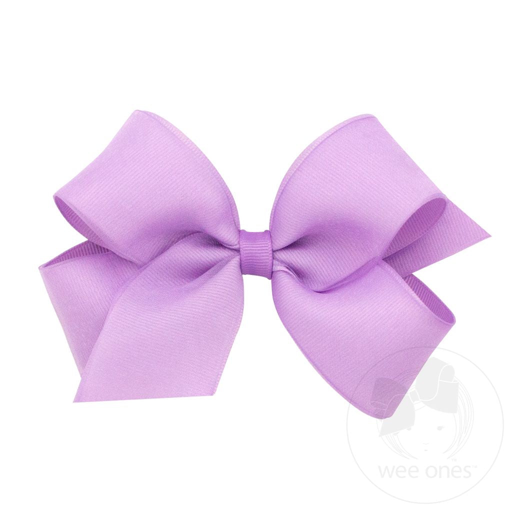 Medium Organza and Grosgrain Overlay Hair Bow | Lavender