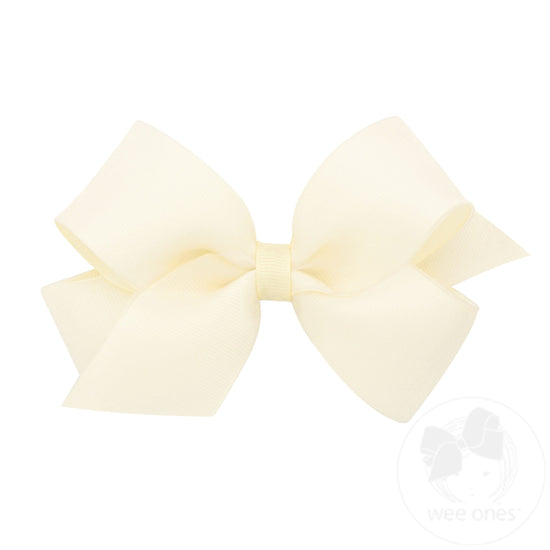 Medium Organza and Grosgrain Overlay Hair Bow | Off White