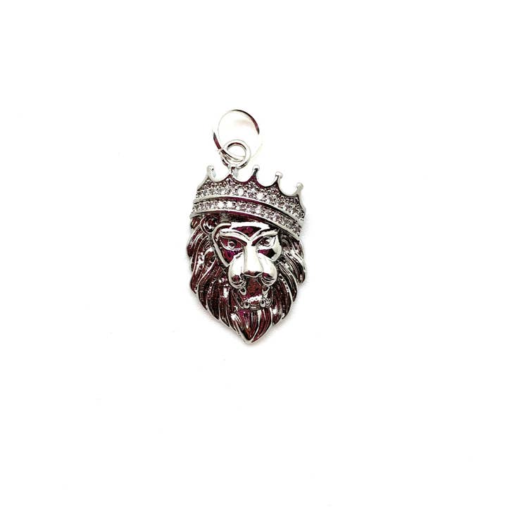 Lion Pendant with Cz Crown | Gold Plated or Silver