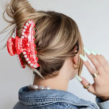 Tortoise Red Pearl Claw Clip | Oversized