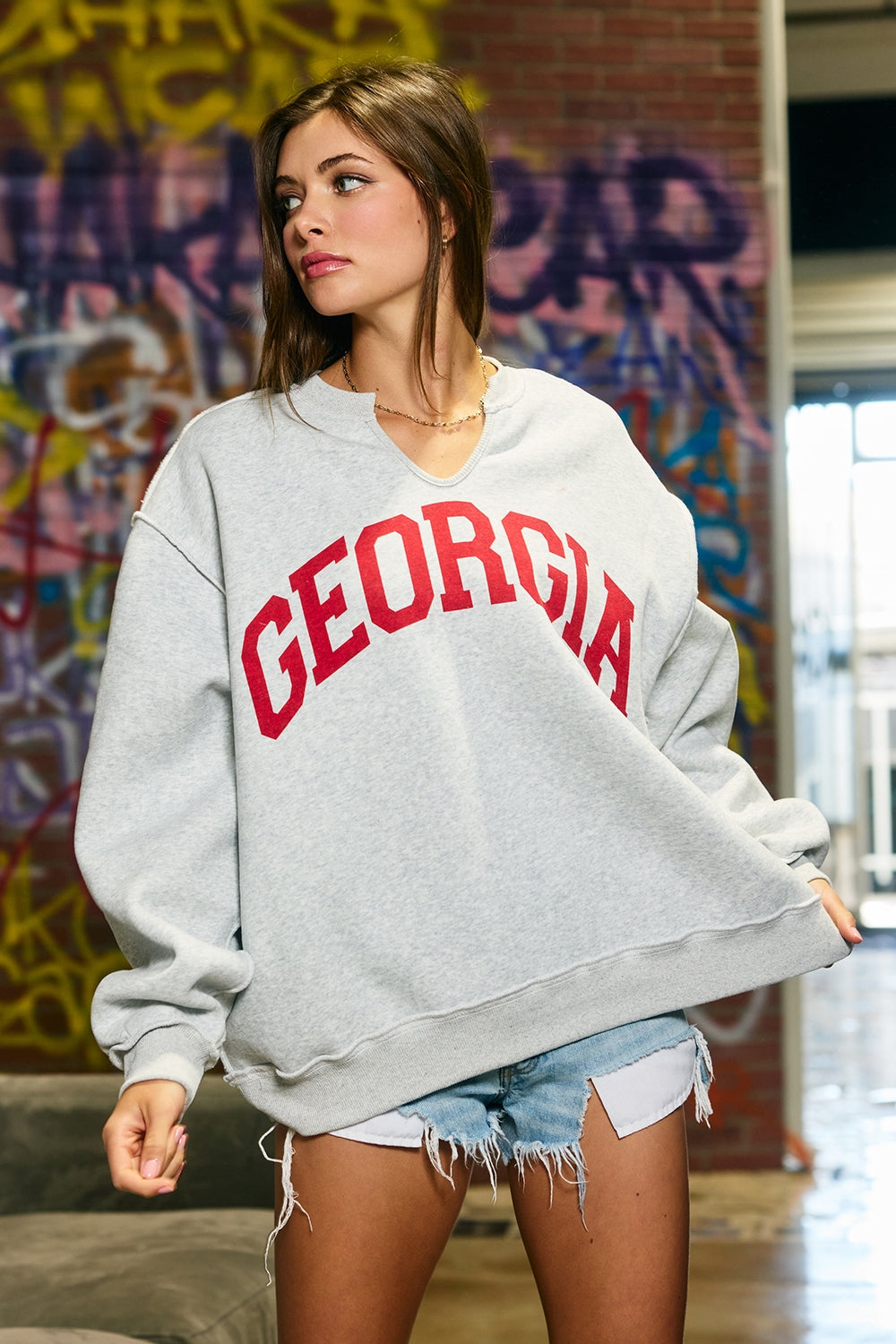 Georgia Split-Neck Reversible Terry Sweatshirt