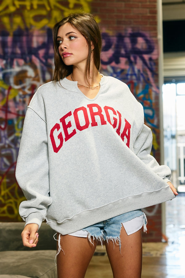 Georgia Split-Neck Reversible Terry Sweatshirt