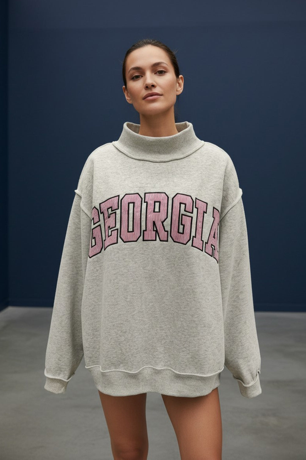 Georgia Embroidered Mock-Neck Sweatshirts