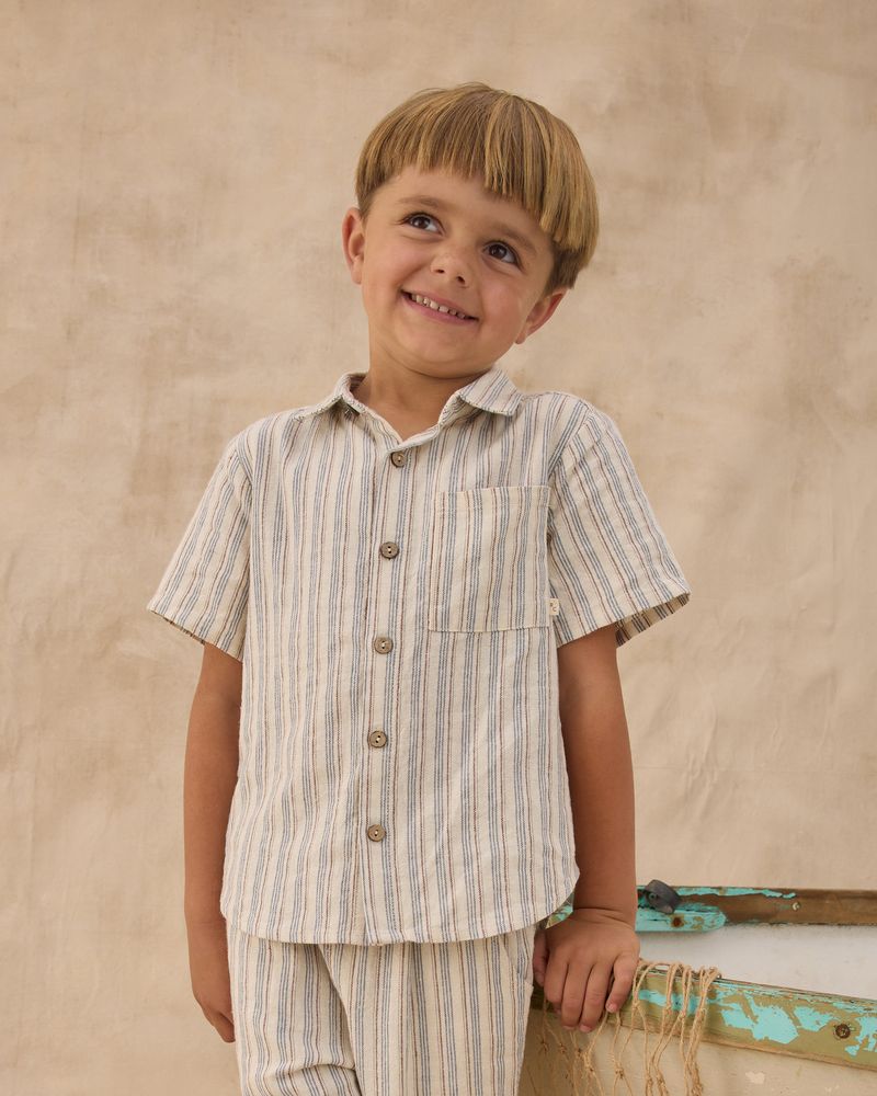 COLLARED SHORT SLEEVE SHIRT | NAUTICAL STRIPE