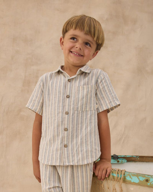 COLLARED SHORT SLEEVE SHIRT | NAUTICAL STRIPE