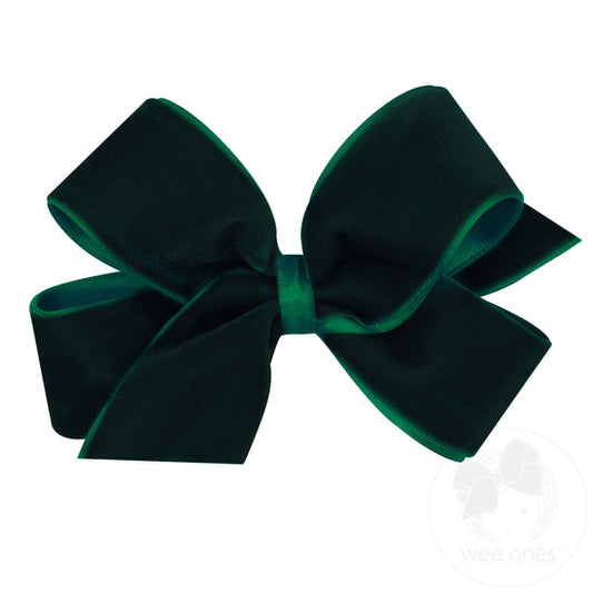 Medium Classic Velvet Bow with Satin Lining | Forest Green