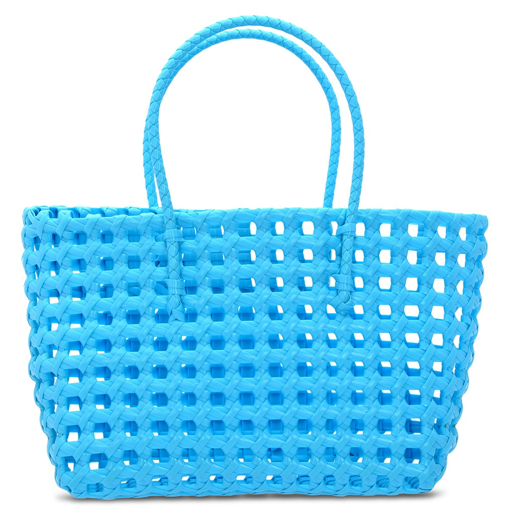 Large Blue Woven Tote Bag